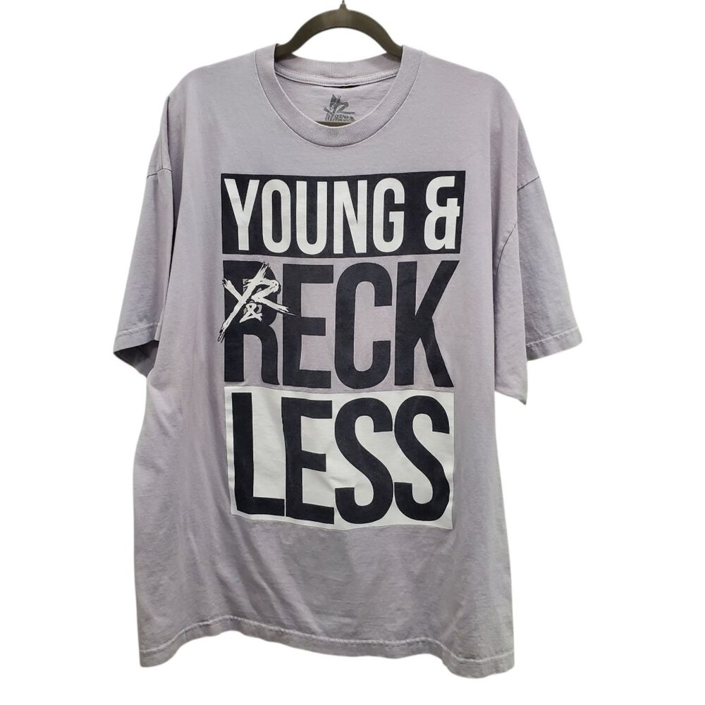 Young & Reckless Gray Brand Spell Out Full Front Graphic Tee Big & Tall‎ 2XL